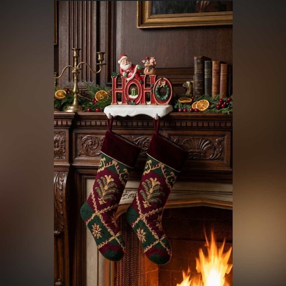 KSA Cast Iron Santa Claus Double Stocking Hanger Hook